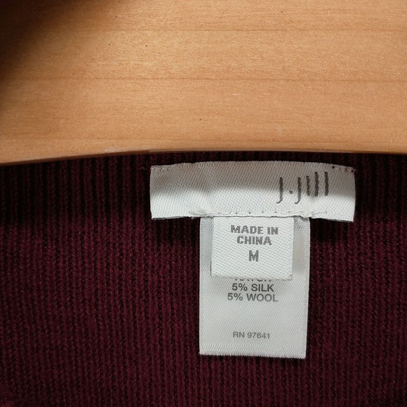 J. Jill Women's Pullover Knit Sweater Red Burgundy Medium Long Sleeve Mock Neck - Picture 9 of 13